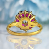 Ellibelle Jewellery Vintage 1981 Ruby & Diamond 18ct Gold Floral Cluster Ring