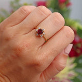 Ellibelle Jewellery Vintage 1981 Ruby & Diamond 18ct Gold Star-Cluster Ring