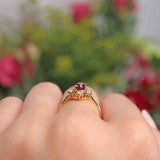 Ellibelle Jewellery Vintage 1981 Ruby & Diamond 18ct Gold Star-Cluster Ring
