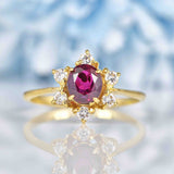 Ellibelle Jewellery Vintage 1981 Ruby & Diamond 18ct Gold Star-Cluster Ring