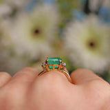 Ellibelle Jewellery Vintage 1982 Emerald & Diamond Gold Ring