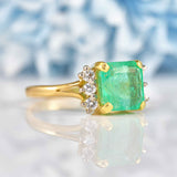 Ellibelle Jewellery Vintage 1982 Emerald & Diamond Gold Ring