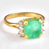 Ellibelle Jewellery Vintage 1982 Emerald & Diamond Gold Ring