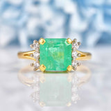 Ellibelle Jewellery Vintage 1982 Emerald & Diamond Gold Ring