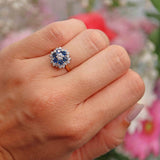 Ellibelle Jewellery Vintage 1982 Sapphire & Diamond 18ct Gold Cluster Ring