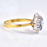 Ellibelle Jewellery Vintage 1982 Sapphire & Diamond 18ct Gold Cluster Ring