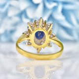 Ellibelle Jewellery Vintage 1982 Sapphire & Diamond 18ct Gold Cluster Ring