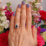 Ellibelle Jewellery Vintage 1982 Sapphire & Diamond 18ct Gold Cluster Ring