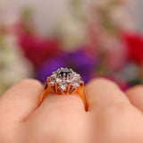 Ellibelle Jewellery Vintage 1982 Sapphire & Diamond 18ct Gold Cluster Ring