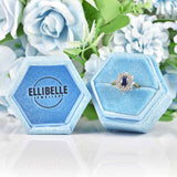 Ellibelle Jewellery Vintage 1982 Sapphire & Diamond 18ct Gold Cluster Ring