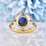 Ellibelle Jewellery Vintage 1982 Sapphire & Diamond 18ct Gold Round Cluster Ring