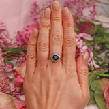 Ellibelle Jewellery Vintage 1982 Sapphire & Diamond 18ct Gold Round Cluster Ring