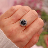 Ellibelle Jewellery Vintage 1982 Sapphire & Diamond 18ct Gold Round Cluster Ring