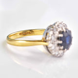 Ellibelle Jewellery Vintage 1982 Sapphire & Diamond 18ct Gold Round Cluster Ring