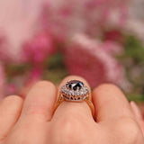 Ellibelle Jewellery Vintage 1982 Sapphire & Diamond 18ct Gold Round Cluster Ring