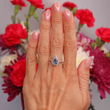 Ellibelle Jewellery Vintage 1983 Aquamarine & Diamond 18ct White Gold Pear-Shaped Cluster Ring