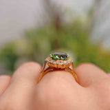 Ellibelle Jewellery Vintage 1983 Green Tourmaline & Diamond 18ct Gold Cluster Ring