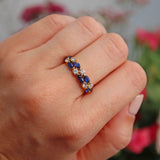 Ellibelle Jewellery Vintage 1983 Marquise Sapphire & Diamond 18ct Gold Ring