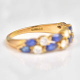 Ellibelle Jewellery Vintage 1983 Marquise Sapphire & Diamond 18ct Gold Ring