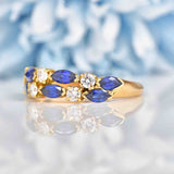 Ellibelle Jewellery Vintage 1983 Marquise Sapphire & Diamond 18ct Gold Ring