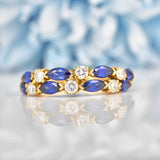 Ellibelle Jewellery Vintage 1983 Marquise Sapphire & Diamond 18ct Gold Ring