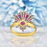 Ellibelle Jewellery Vintage 1983 Ruby & Diamond 18ct Gold Cluster Dress Ring