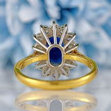 Ellibelle Jewellery Vintage 1983 Sapphire & Diamond 18ct Gold Cluster Engagement Ring