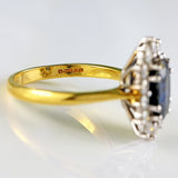 Ellibelle Jewellery Vintage 1983 Sapphire & Diamond 18ct Gold Cluster Engagement Ring