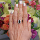 Ellibelle Jewellery Vintage 1983 Sapphire & Diamond 18ct Gold Cluster Engagement Ring