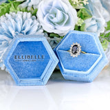 Ellibelle Jewellery Vintage 1983 Sapphire & Diamond 18ct Gold Cluster Engagement Ring