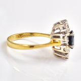 Ellibelle Jewellery Vintage 1983 Sapphire & Diamond 18ct Gold Cluster Ring