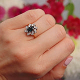 Ellibelle Jewellery Vintage 1983 Sapphire & Diamond 18ct Gold Cluster Ring