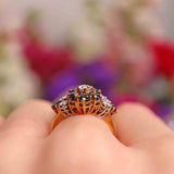 Ellibelle Jewellery Vintage 1983 Sapphire & Diamond Gold Statement Ring