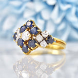Ellibelle Jewellery Vintage 1983 Sapphire & Diamond Gold Statement Ring