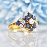Ellibelle Jewellery Vintage 1983 Sapphire & Diamond Gold Statement Ring