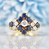 Ellibelle Jewellery Vintage 1983 Sapphire & Diamond Gold Statement Ring