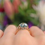 Ellibelle Jewellery Vintage 1984 Blue Zircon 9ct Gold Solitaire Ring