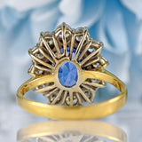 Ellibelle Jewellery Vintage 1984 Ceylon Sapphire & Diamond 18ct Gold Cluster Ring (2.87cts)