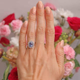 Ellibelle Jewellery Vintage 1984 Ceylon Sapphire & Diamond 18ct Gold Cluster Ring (2.87cts)