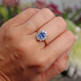 Ellibelle Jewellery Vintage 1984 Ceylon Sapphire & Diamond 18ct Gold Cluster Ring