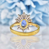 Ellibelle Jewellery Vintage 1984 Ceylon Sapphire & Diamond 18ct Gold Cluster Ring