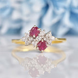 Ellibelle Jewellery Vintage 1984 Ruby & Diamond 18ct Gold Ring