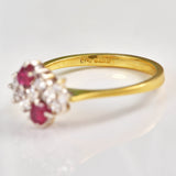 Ellibelle Jewellery Vintage 1984 Ruby & Diamond 18ct Gold Ring