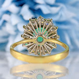 Ellibelle Jewellery Vintage 1985 Emerald & Diamond 18ct Gold Cluster Engagement Ring (3.66cts)