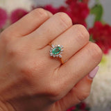 Ellibelle Jewellery Vintage 1985 Emerald & Diamond 18ct Gold Cluster Ring