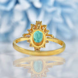 Ellibelle Jewellery Vintage 1985 Emerald & Diamond 18ct Gold Cluster Ring