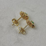 Ellibelle Jewellery Vintage 1985 Emerald & Diamond 18ct Gold Stud Earrings