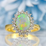 Ellibelle Jewellery Vintage 1985 Opal & Diamond 18ct Gold Cluster Ring