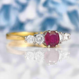 Ellibelle Jewellery Vintage 1985 Ruby & Diamond 18ct Gold Five-Stone Ring