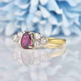 Ellibelle Jewellery Vintage 1985 Ruby & Diamond 18ct Gold Seven-Stone Ring